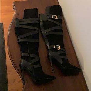 Thigh high boots faux leather with 5” heel